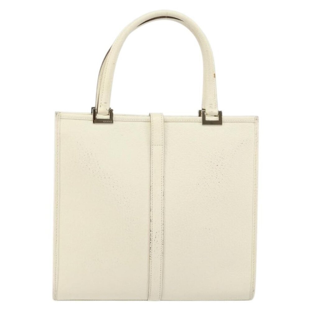 GUCCI Jackie Hand Bag Leather White Silver - Picture 3 of 16